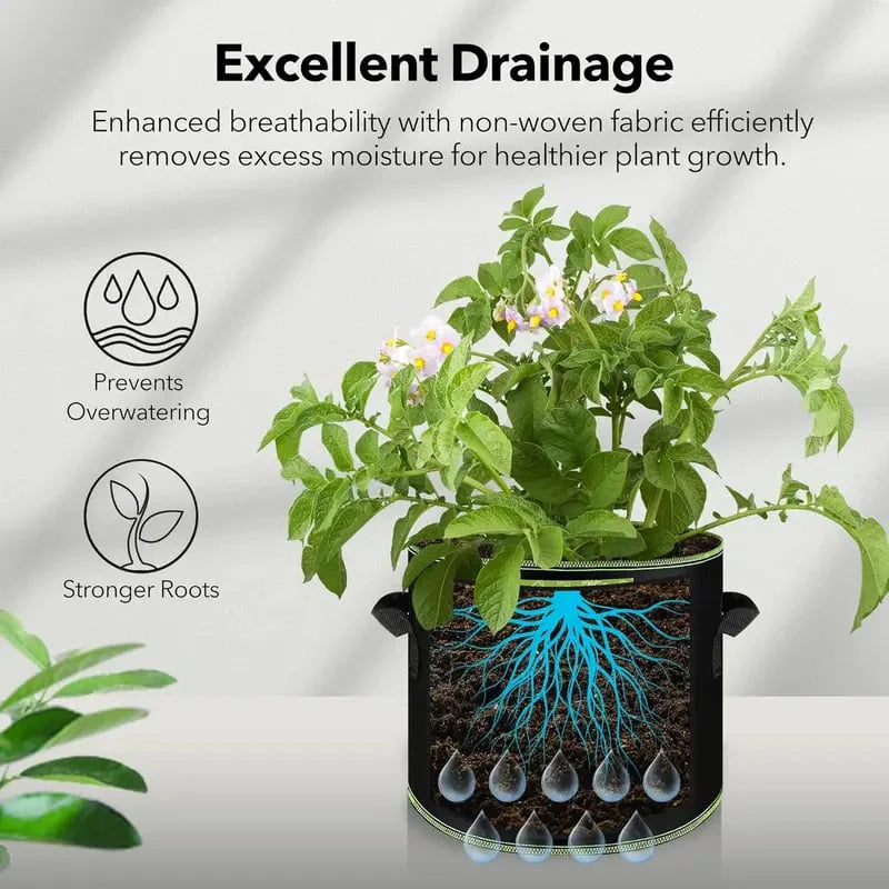 🔥LAST DAY 49%OFF🌱 5-Pack 5 Gallon Grow Bags – Heavy Duty Aeration Fabric Pots with Handles for Vegetables, Flowers & Fruits 🪴