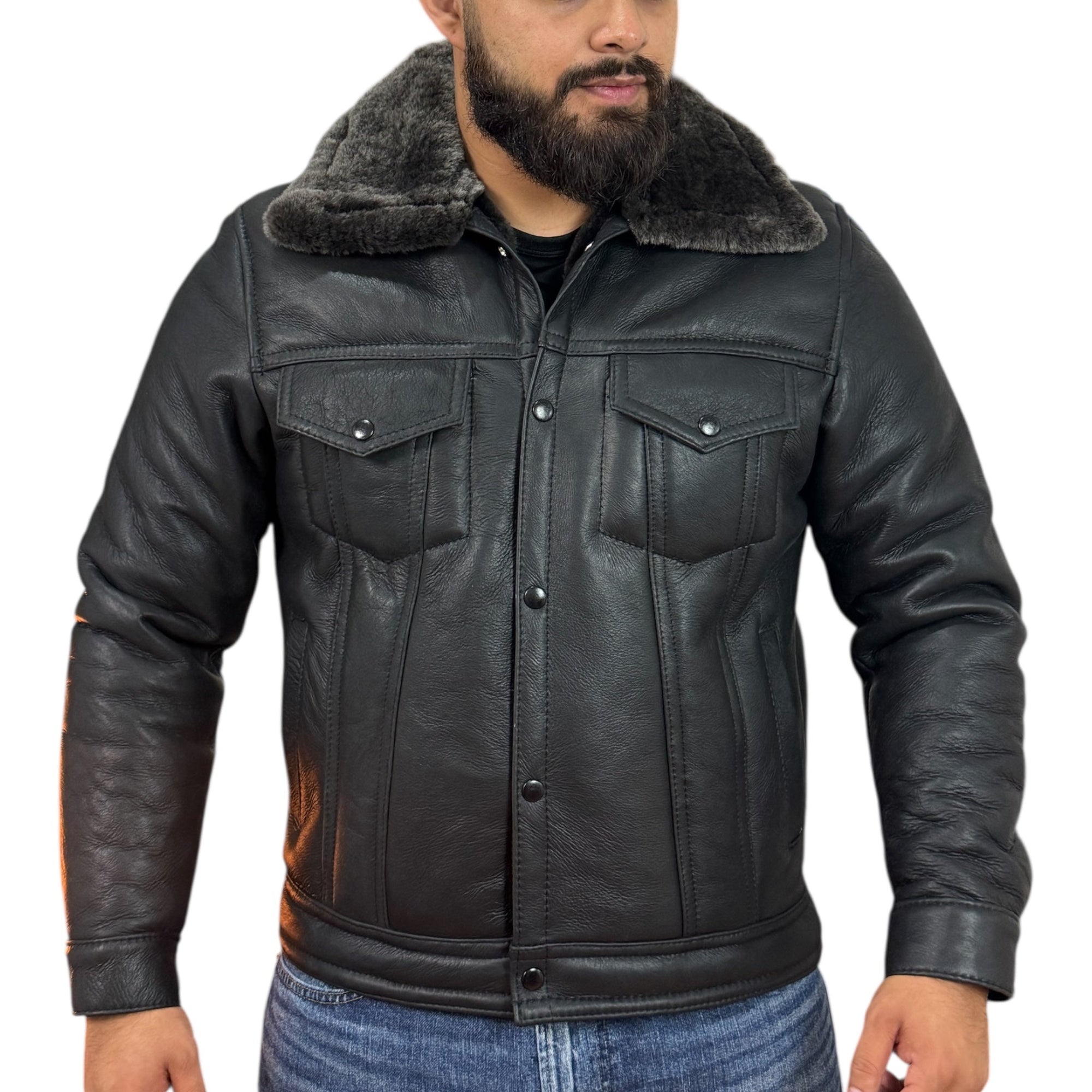 Levis in Genuine Leather with Shearling Wool Interior