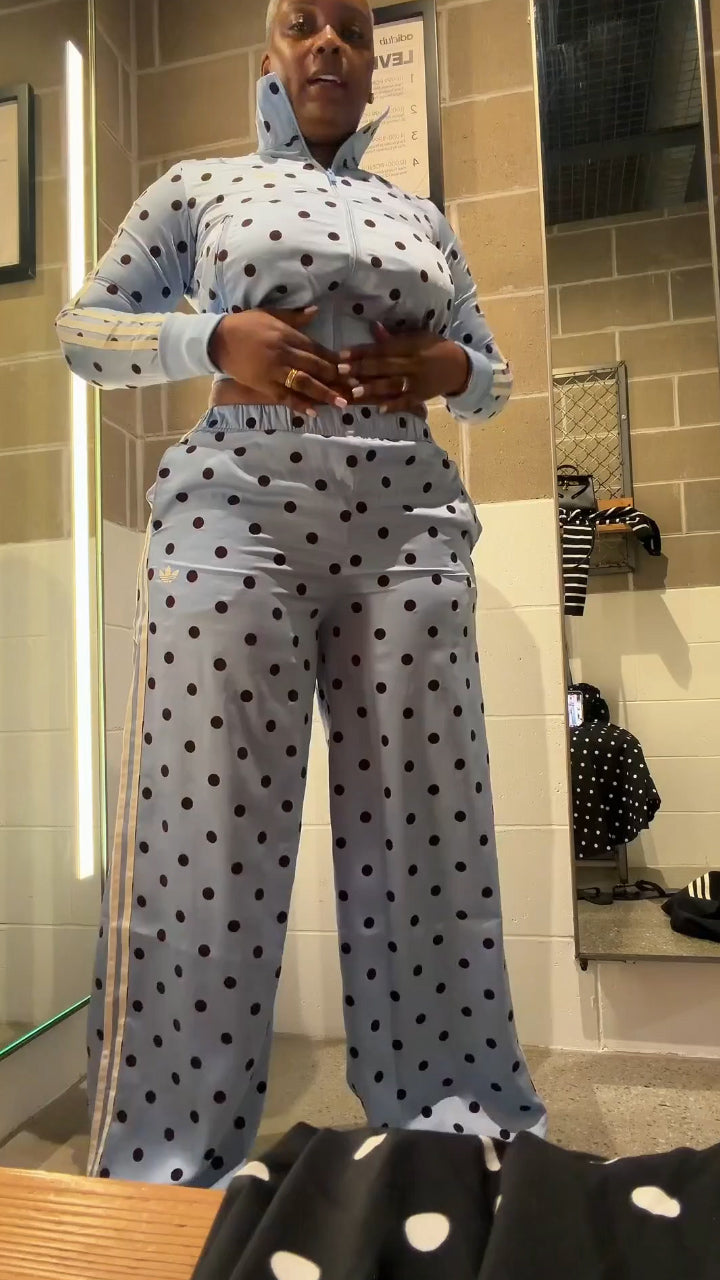 SATIN POLKA DOTS Track Top & Wide Leg Trousers