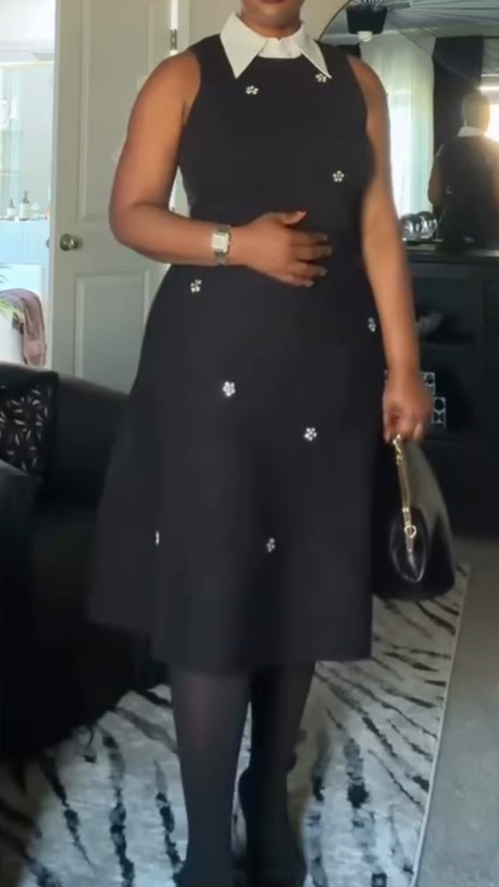 Free Assembly Beaded Sleeveless Midi Sweater Dress