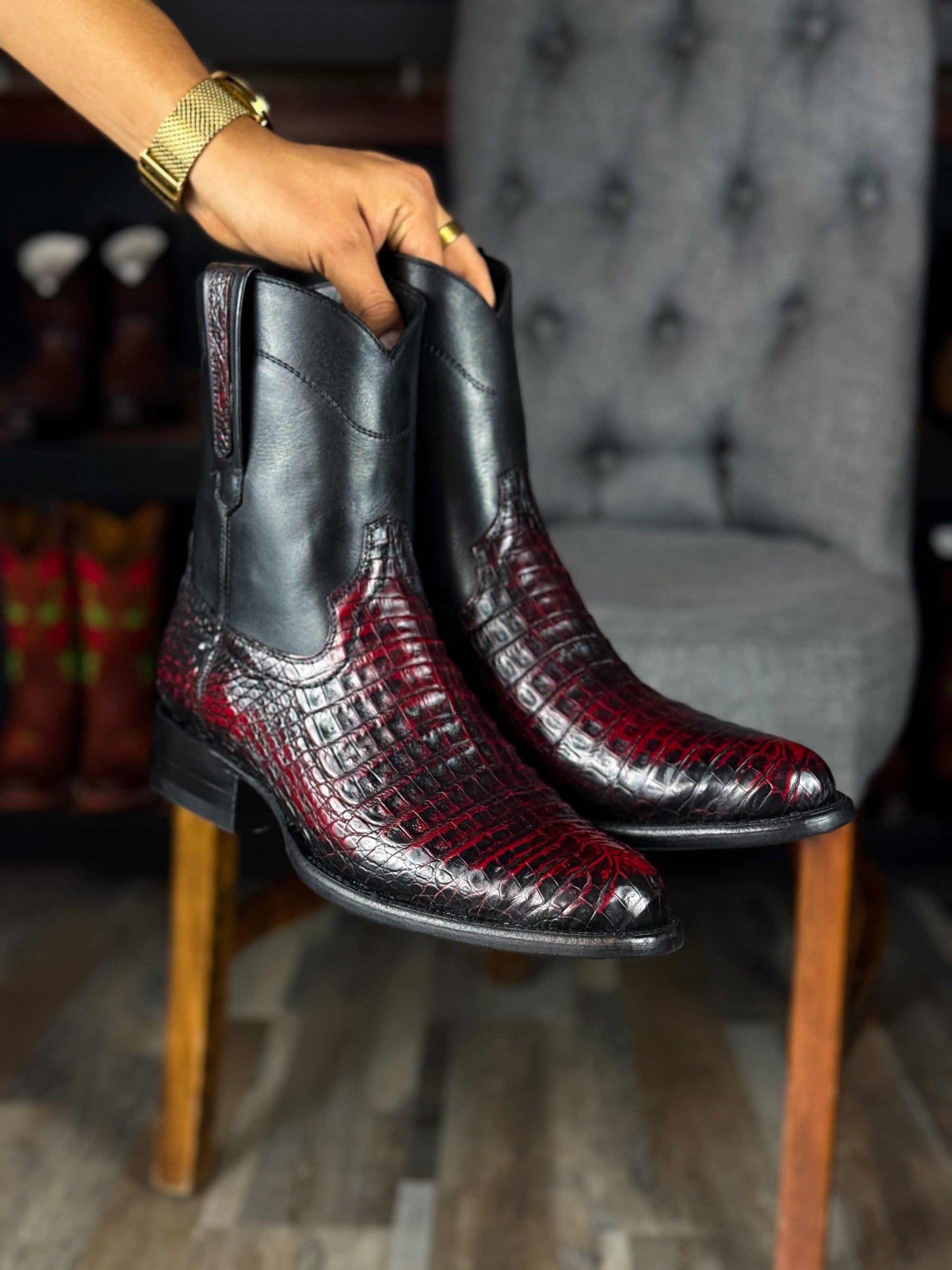 Brown piton boots