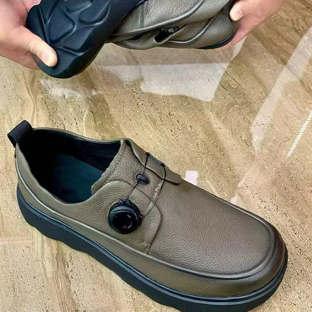 Cowhide Automatic Buckle Fashionable Comfortable Loafers