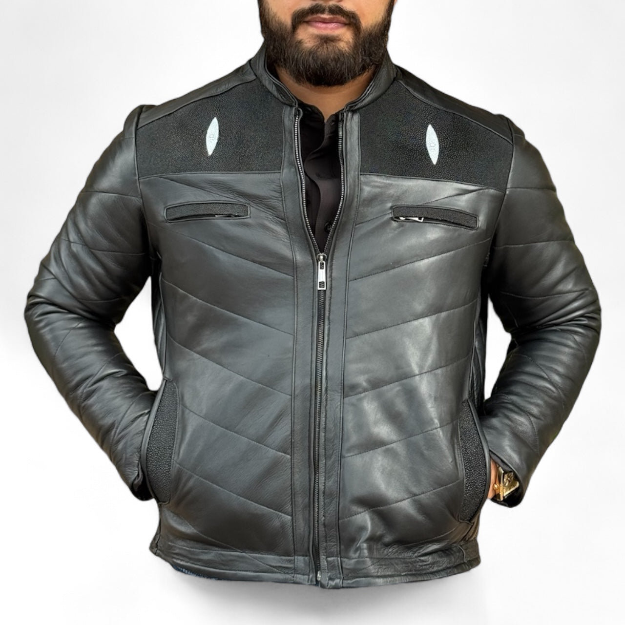 Solomon Black Manta Ray Skin Jacket from Genuine Indonesia