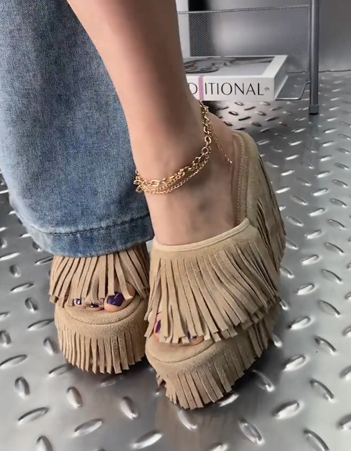 Fringe Platform Sandals