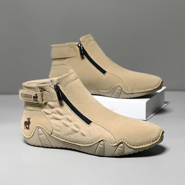 MEN'S SIDE ZIPPED LEATHER HIKING BOOTS