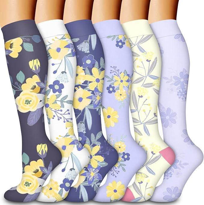 Flower Leaves Compression Socks(6 Pairs)