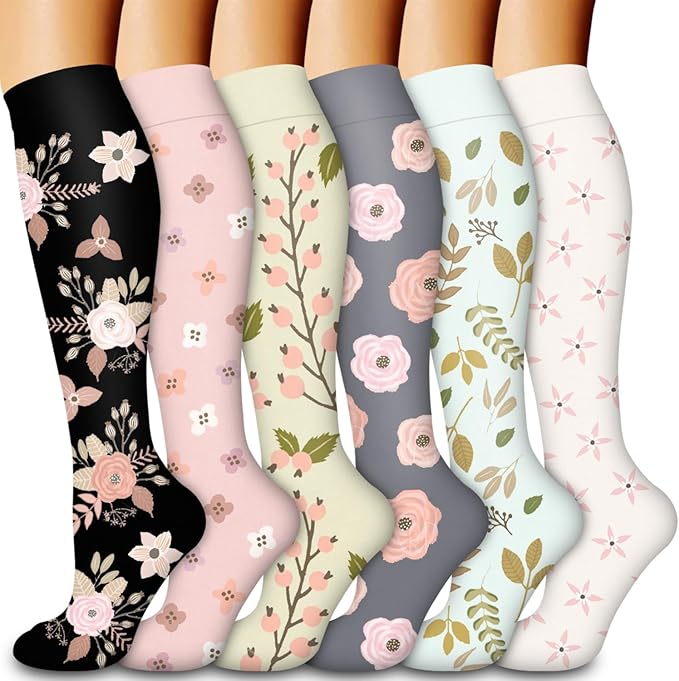Flower Leaves Compression Socks(6 Pairs)