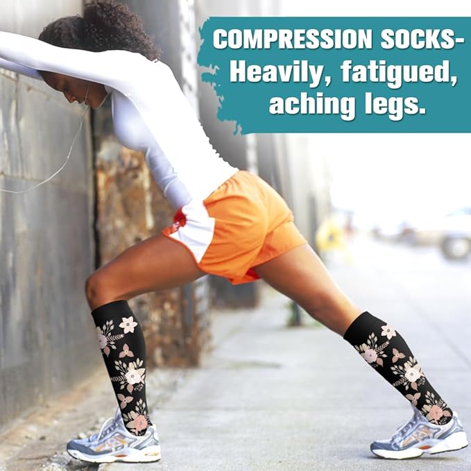 Flower Leaves Compression Socks(6 Pairs)