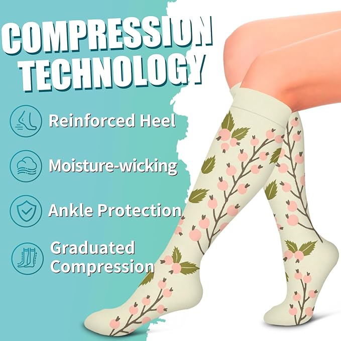 Flower Leaves Compression Socks(6 Pairs)