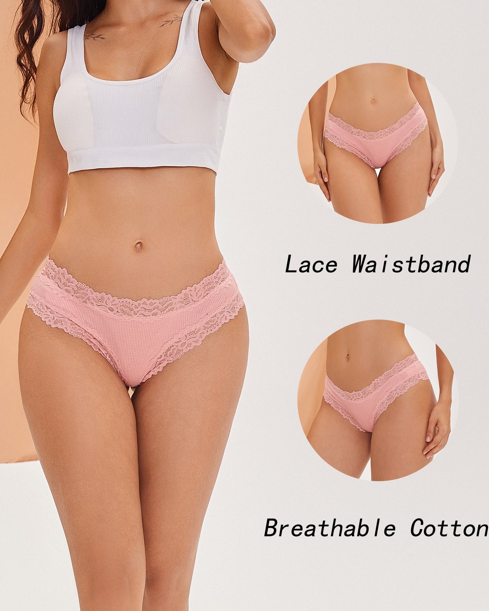 6pcs Cotton Underwear Lace