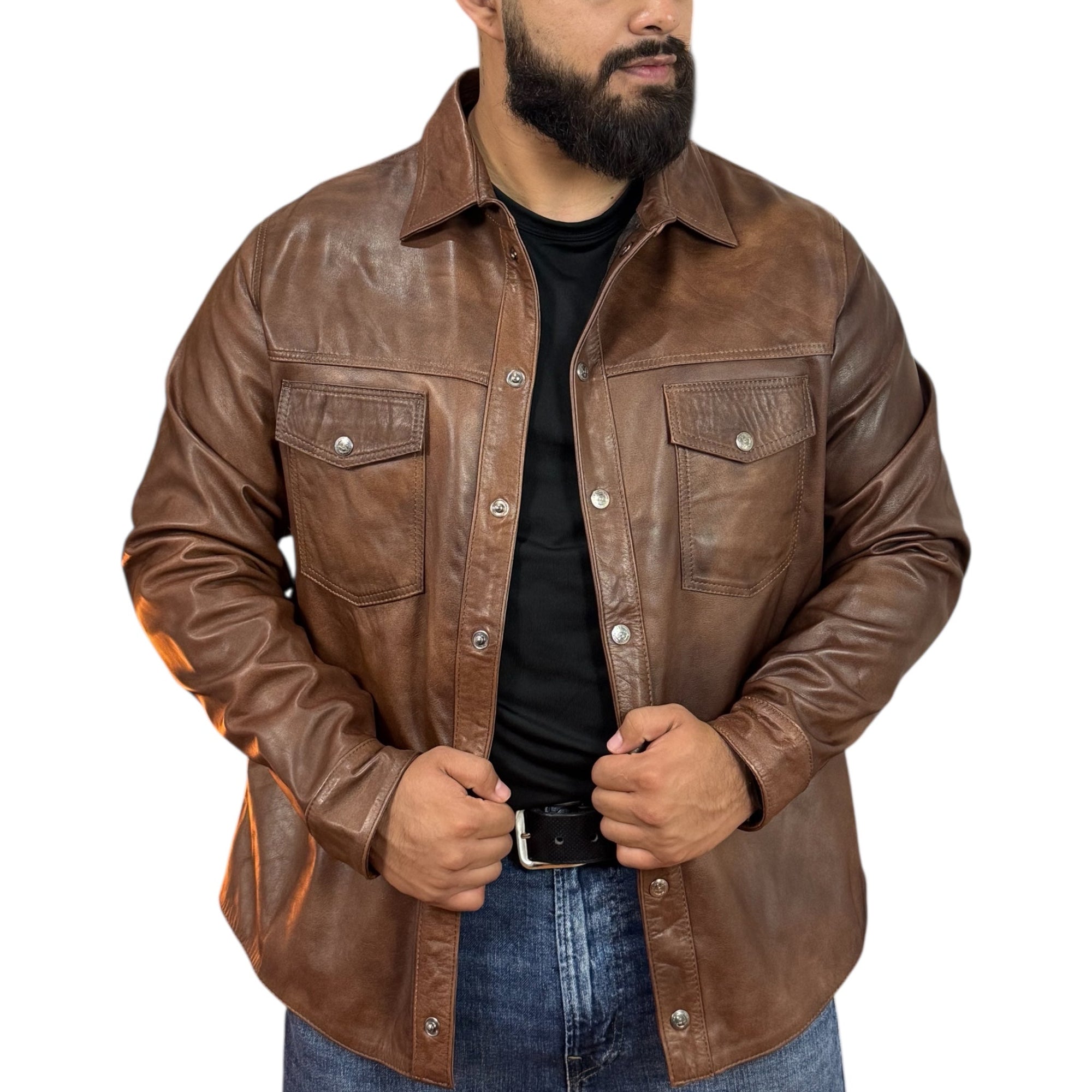 Original leather caramel shirt