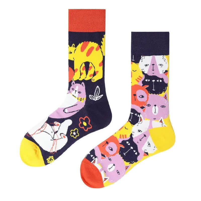 Plusock Fun Cat Cartoon Quarter Socks
