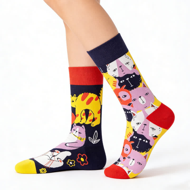 Plusock Fun Cat Cartoon Quarter Socks
