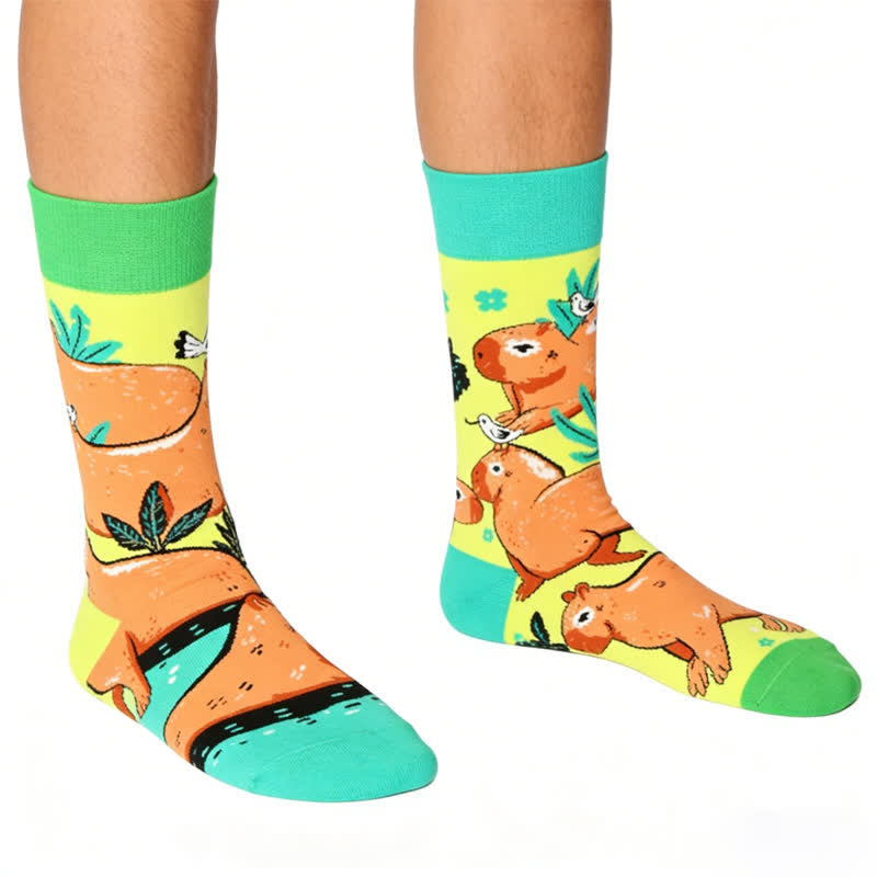 Plusock Capybara Print Quarter Socks