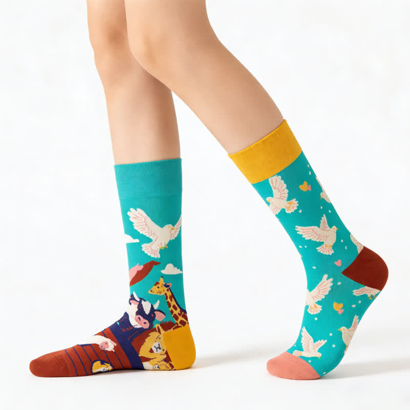 Plusock Playful Animal Cartoon Quarter Socks