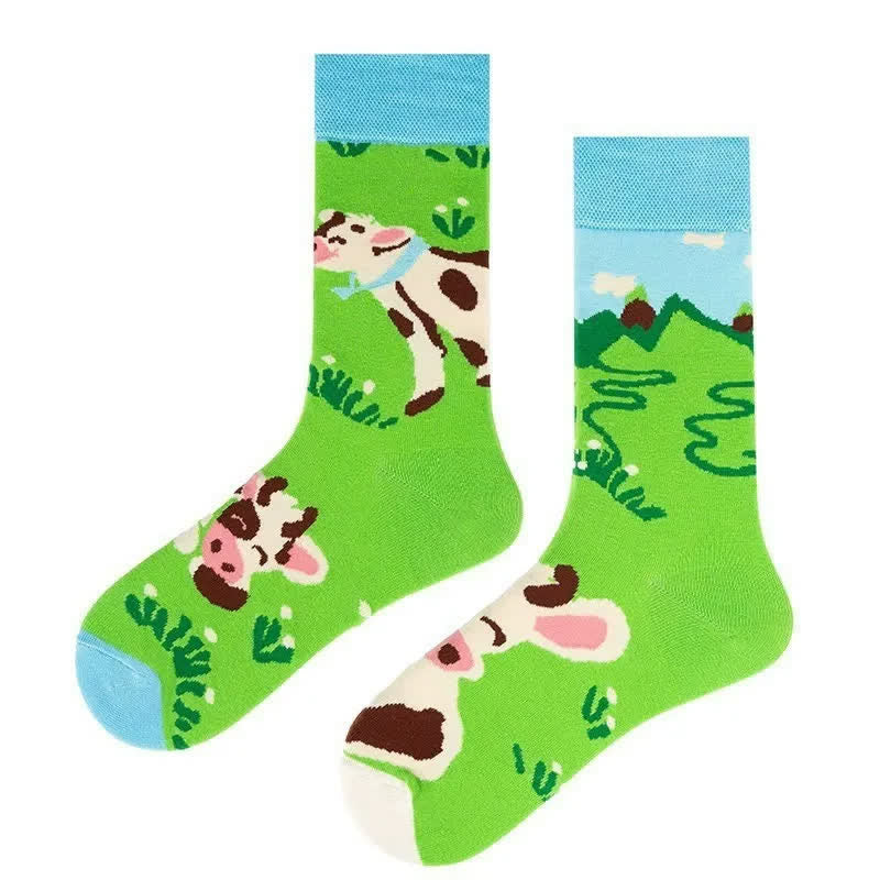 Plusock Grassland Cow Quarter Socks