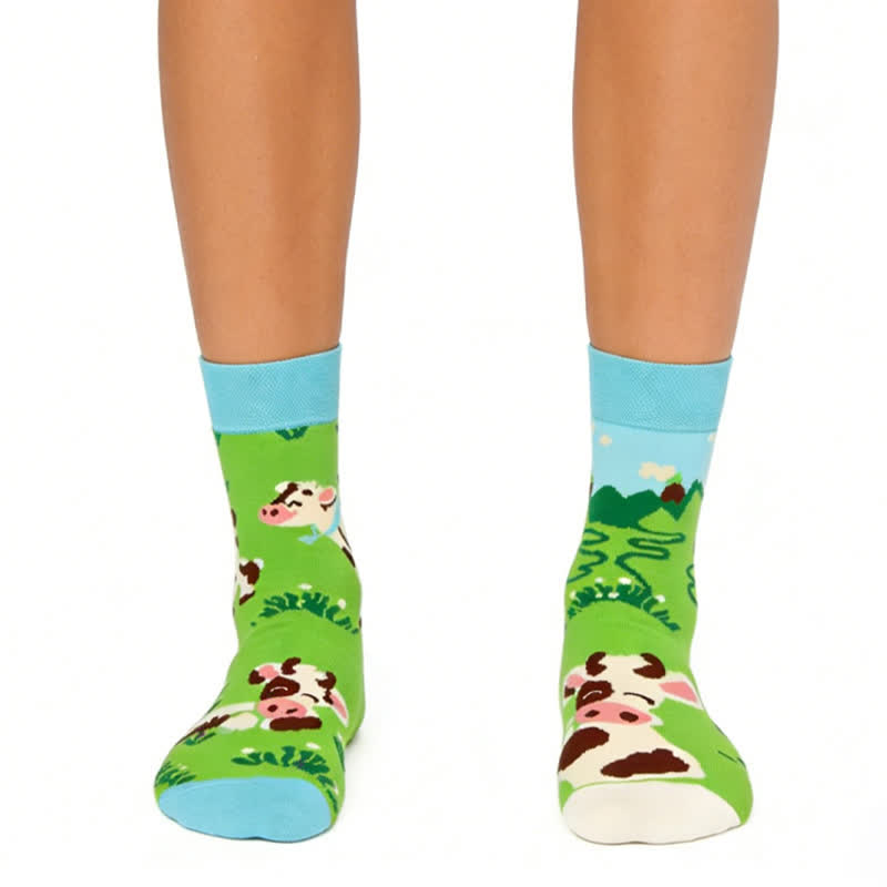 Plusock Grassland Cow Quarter Socks