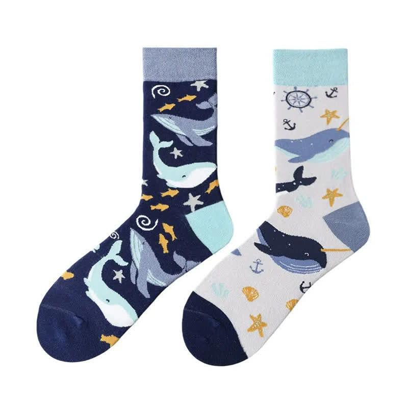 Plusock Ocean Whale Quarter Socks