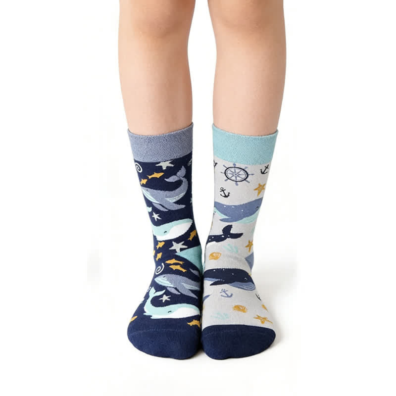 Plusock Ocean Whale Quarter Socks