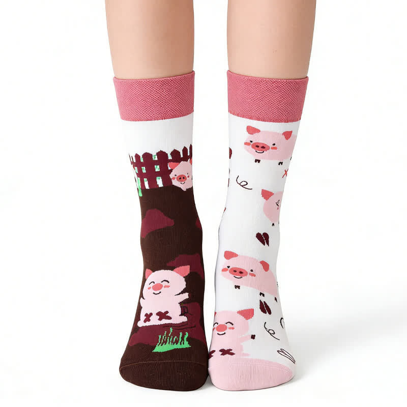 Plusock Cute Pig Quarter Socks
