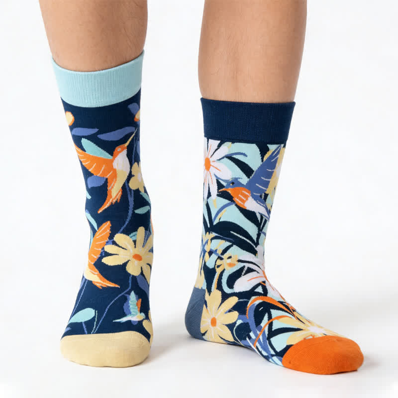 Plusock Floral Hummingbird Quarter Socks