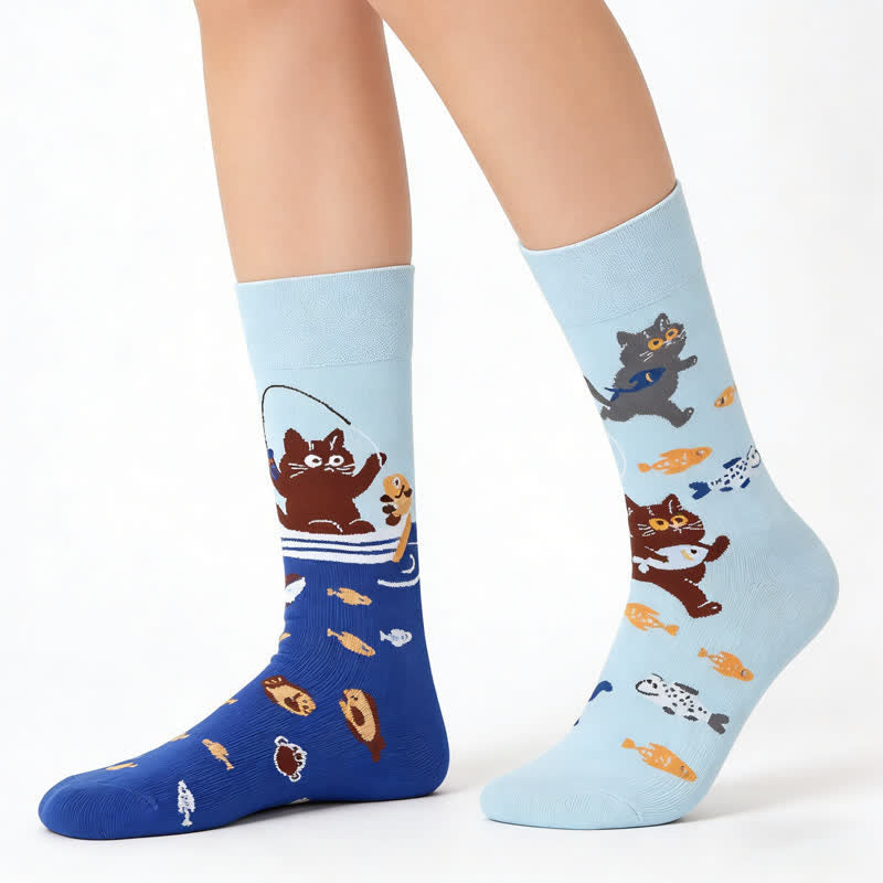 Plusock Cute Cat Fish Quarter Socks