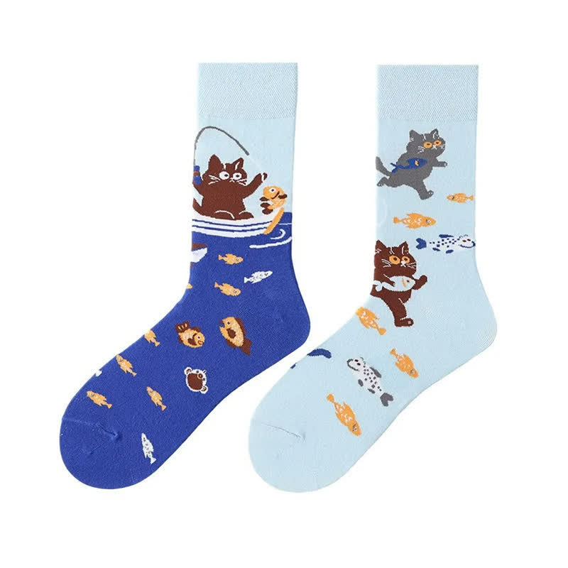 Plusock Cute Cat Fish Quarter Socks