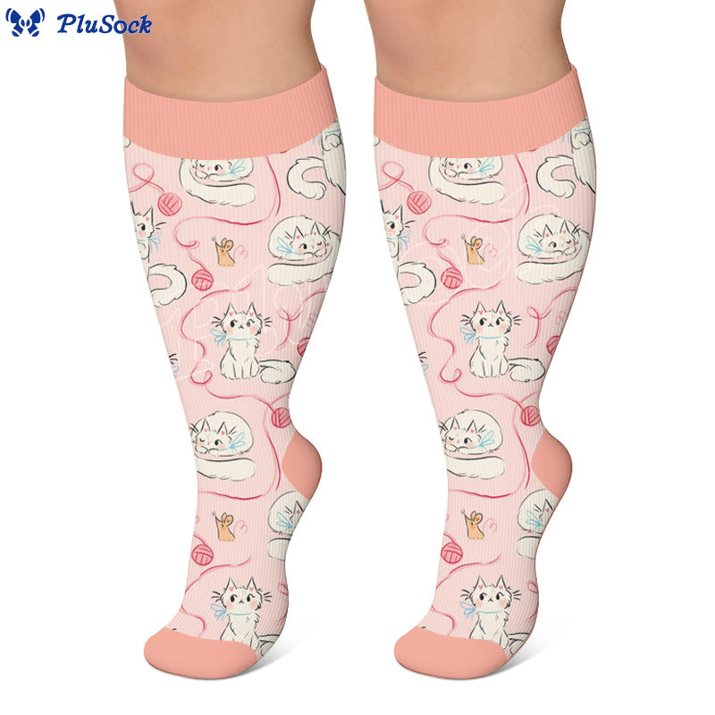 Plusock Plus Size Black Cat Compression Socks