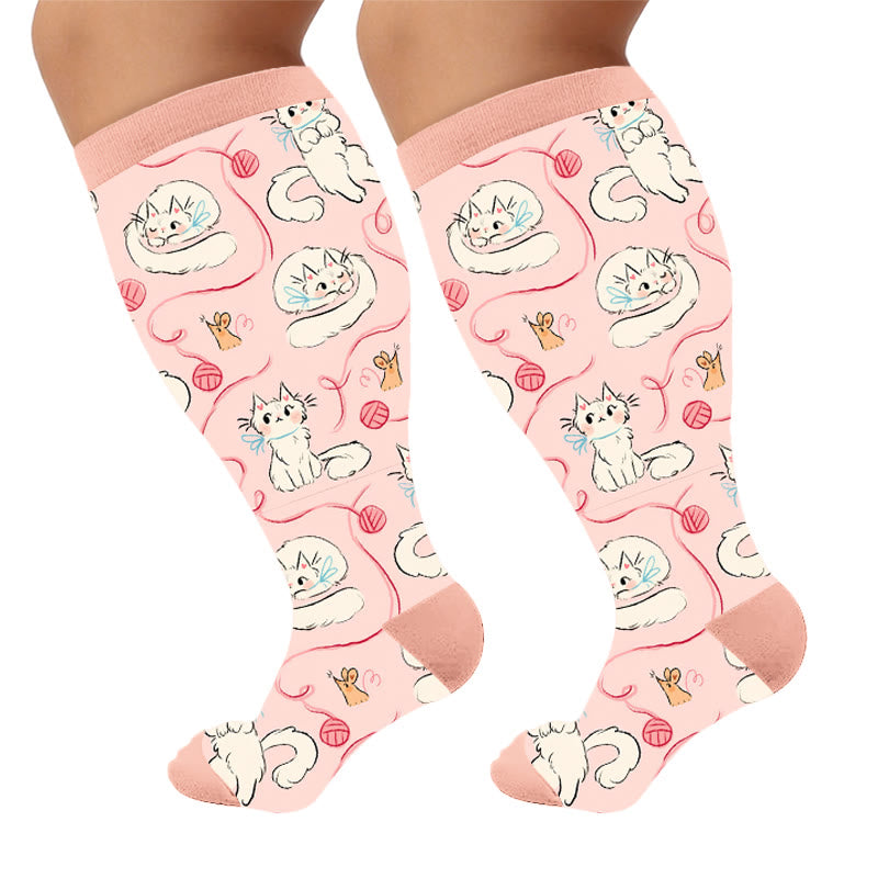 Plusock Plus Size Black Cat Compression Socks