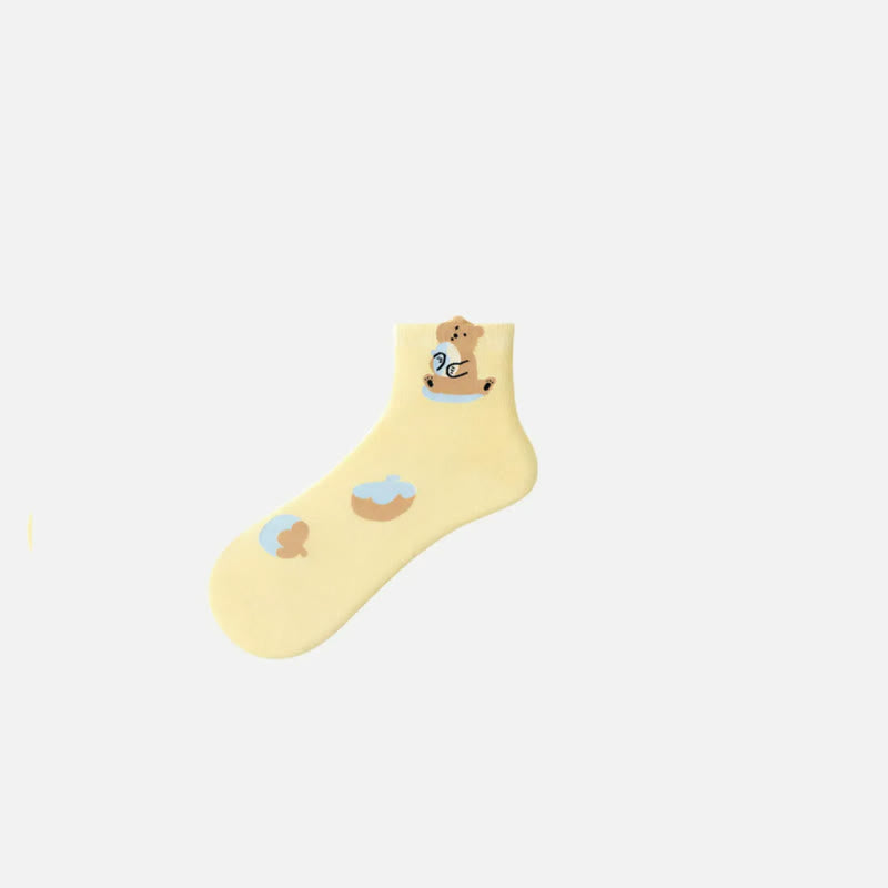 Plusock Cute Cartoon Quarter Socks(5 Pairs)