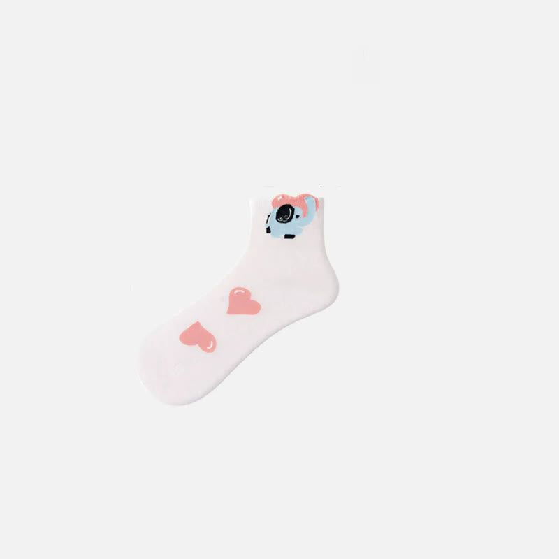 Plusock Cute Cartoon Quarter Socks(5 Pairs)
