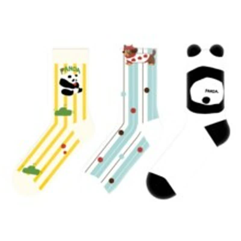 Plusock Cute Panda Cartoon Quarter Socks(3 Pairs)