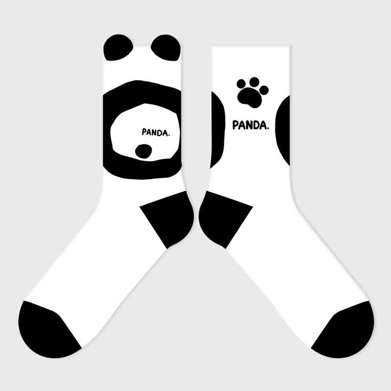 Plusock Cute Panda Cartoon Quarter Socks(3 Pairs)