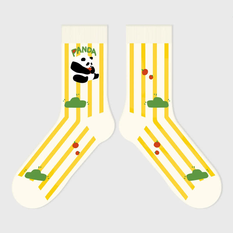 Plusock Cute Panda Cartoon Quarter Socks(3 Pairs)