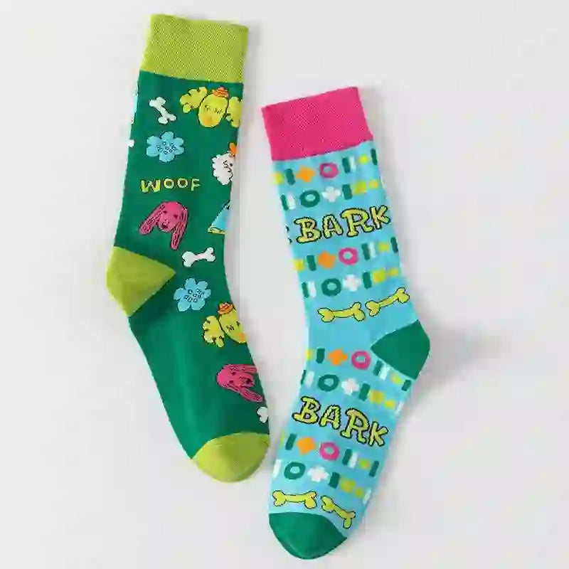 Plusock Colorful Cartoon Striped Quarter Socks(5 Pairs)