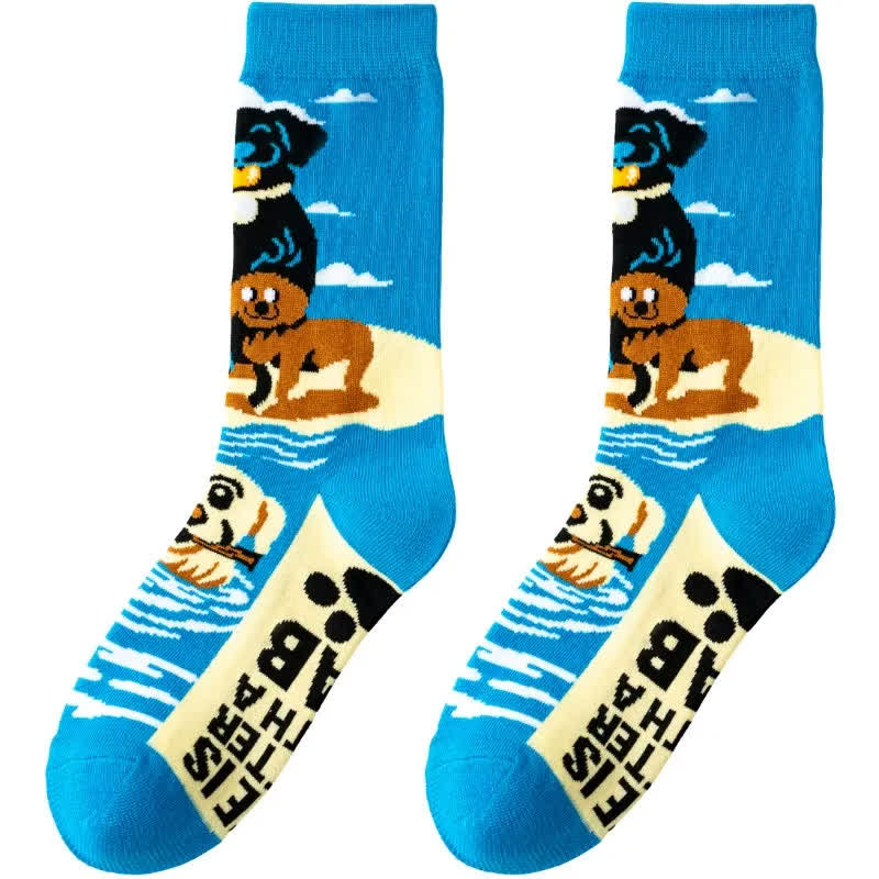 Plusock Funny Animal Pattern Quarter Socks(3 Pairs)