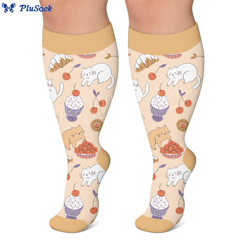 Plusock Plus Size Cat Paradise Compression Socks