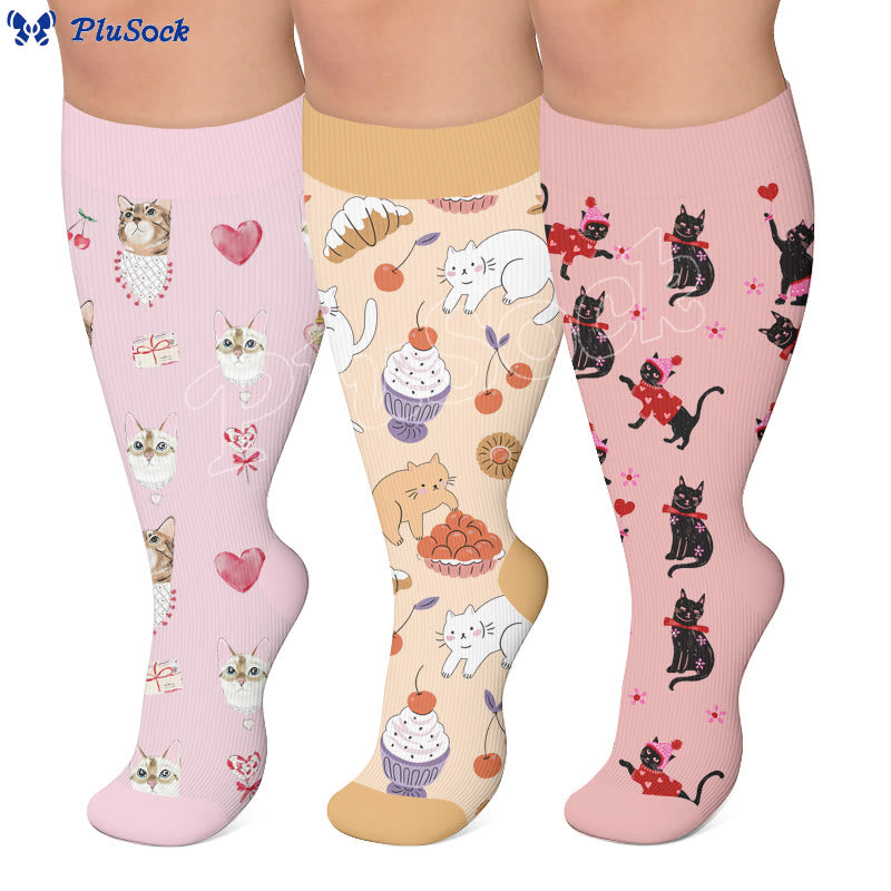 Plusock Plus Size Cat Paradise Compression Socks