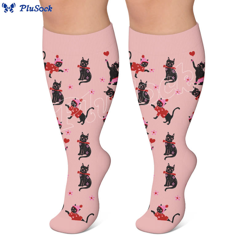 Plusock Plus Size Cat Paradise Compression Socks