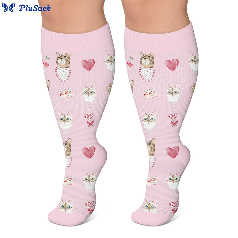 Plusock Plus Size Cat Paradise Compression Socks