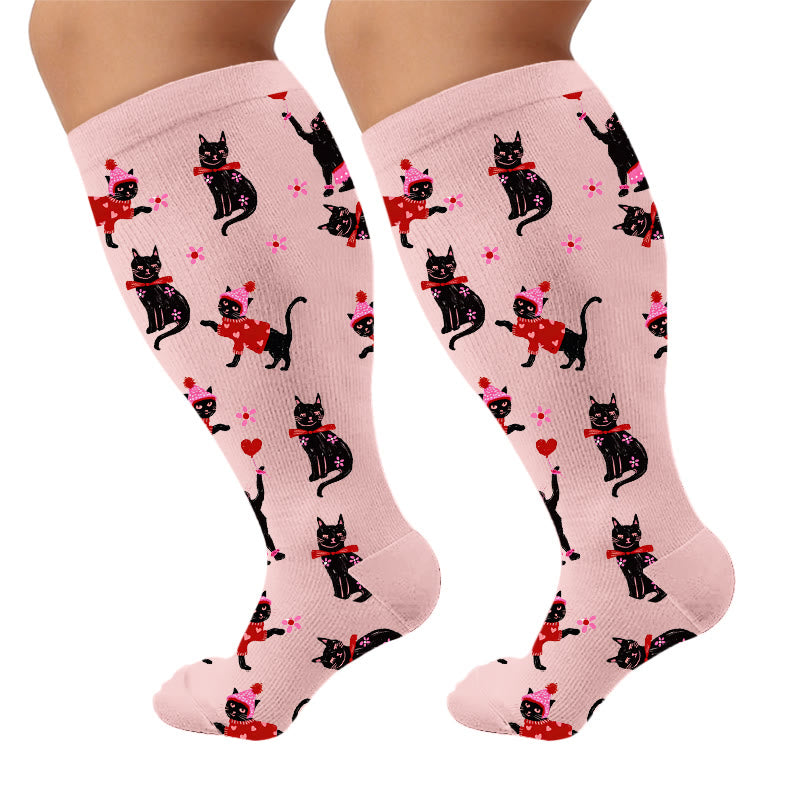 Plusock Plus Size Cat Paradise Compression Socks