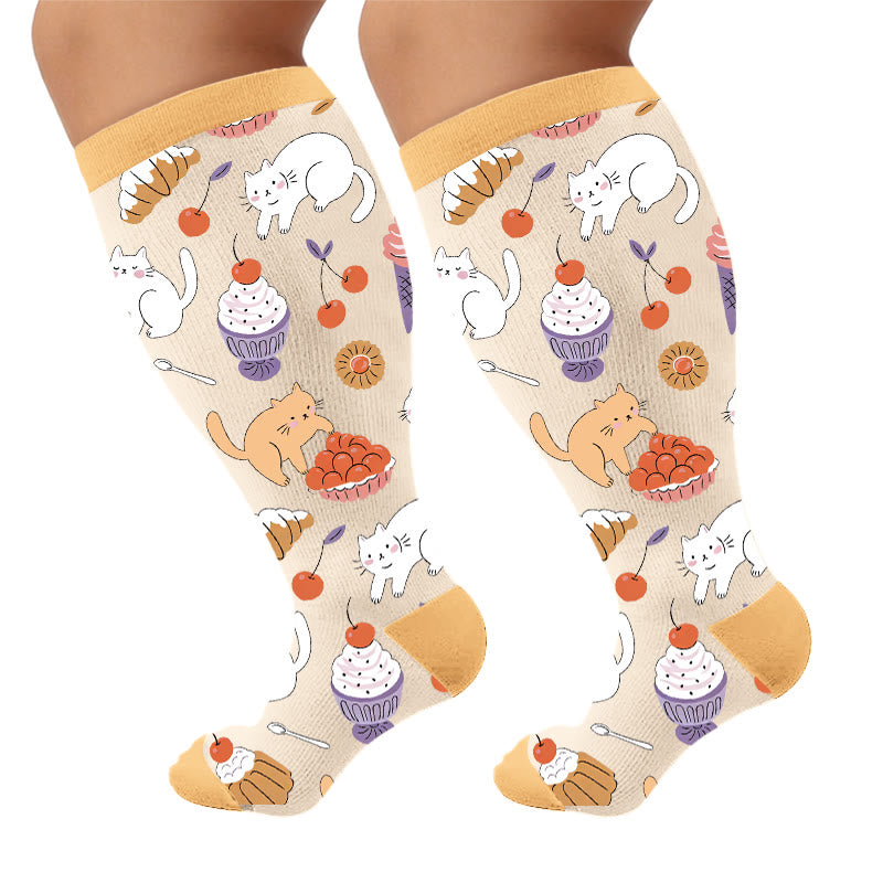 Plusock Plus Size Cat Paradise Compression Socks