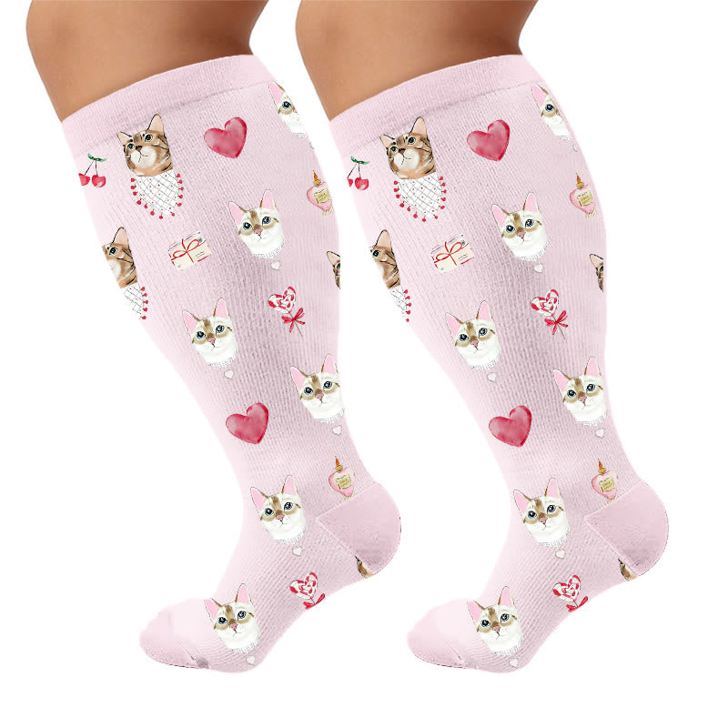 Plusock Plus Size Cat Paradise Compression Socks