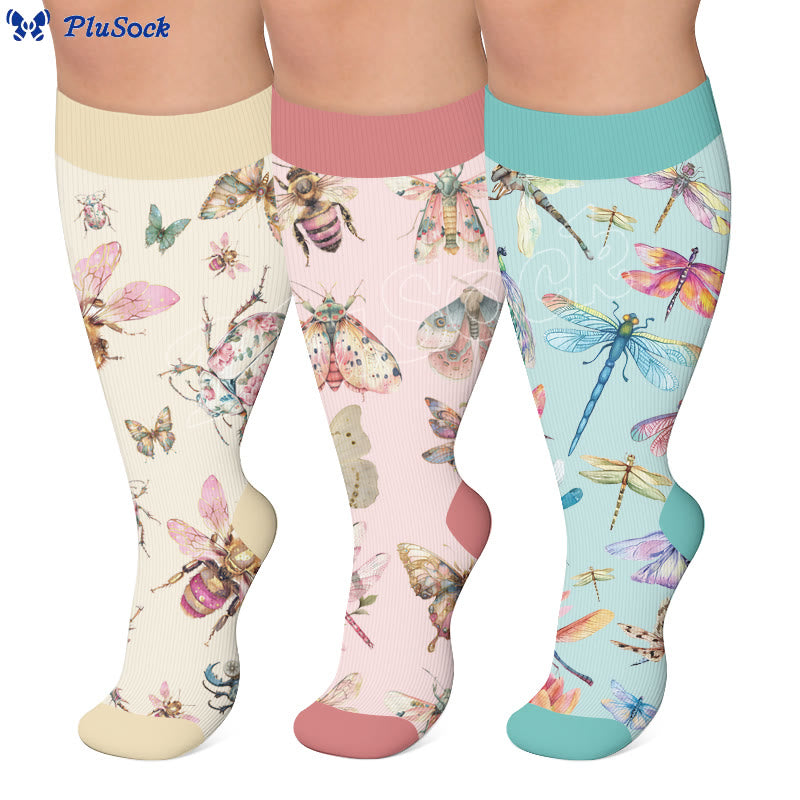Plusock Plus Size Insect Garden Compression Socks