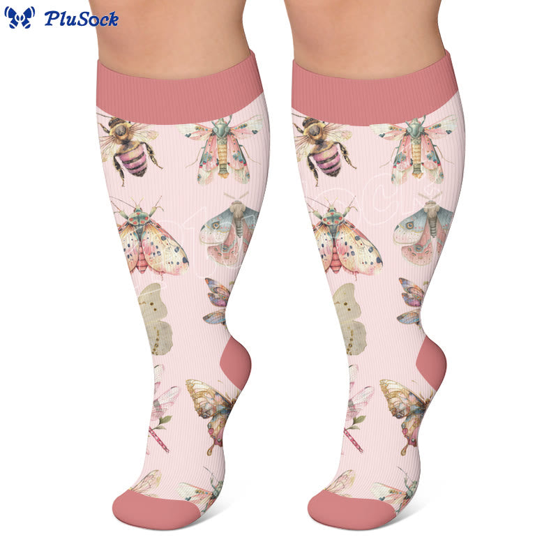 Plusock Plus Size Insect Garden Compression Socks