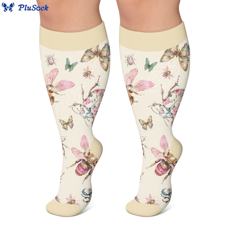 Plusock Plus Size Insect Garden Compression Socks