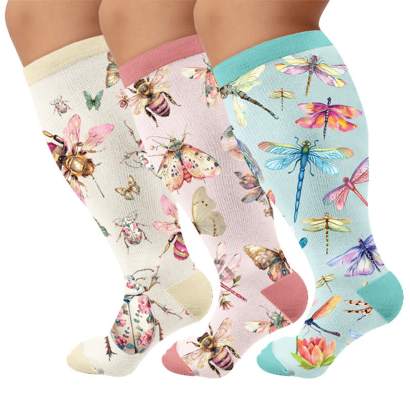 Plusock Plus Size Insect Garden Compression Socks