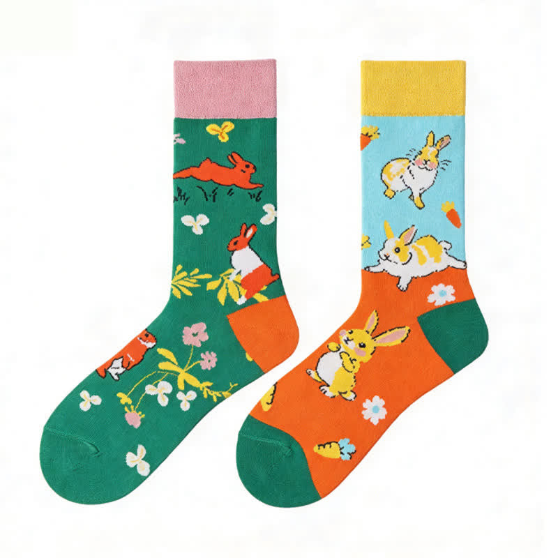 Plusock Cartoon Rabbit Quarter Socks