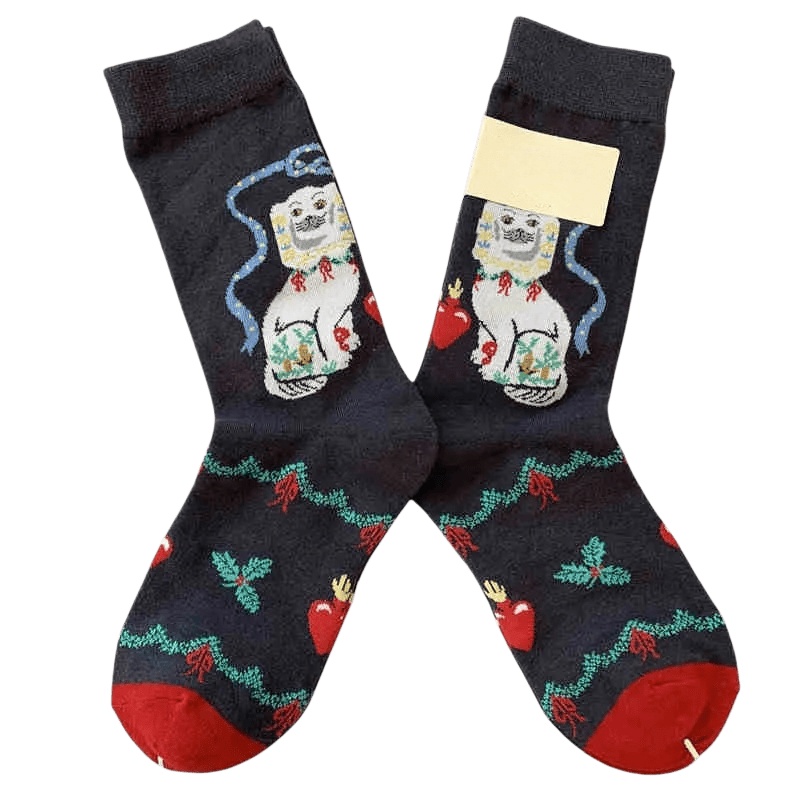 Plusock Retro Cute Dog Quarter Socks(4 Pairs)