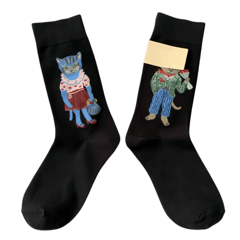 Plusock Retro Cartoon Cat Socks(3 Pairs)